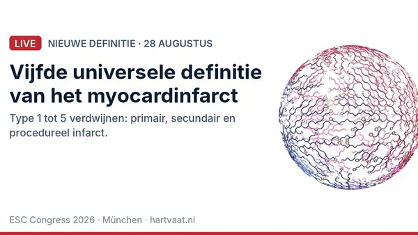 Vijfde universele definitie van het myocardinfarct: de typenummers verdwijnen, voortaan primair, secundair of procedureel infarct