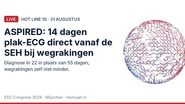 ASPIRED: twee weken plak-ECG direct vanaf de SEH verdubbelt de ritmediagnoses bij onverklaarde wegrakingen, maar voorkomt de wegrakingen zelf niet