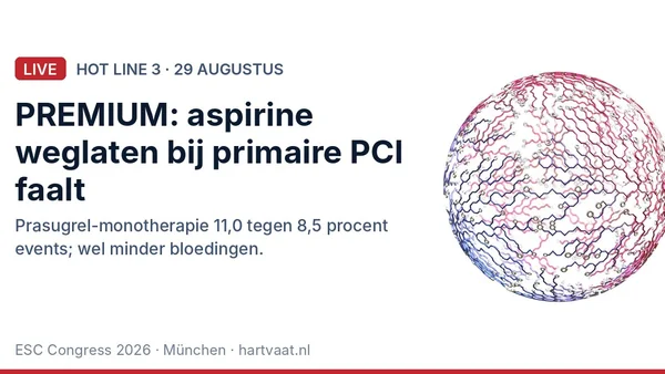 PREMIUM: aspirine weglaten vanaf de primaire PCI bij STEMI haalt non-inferioriteit niet, ondanks minder bloedingen