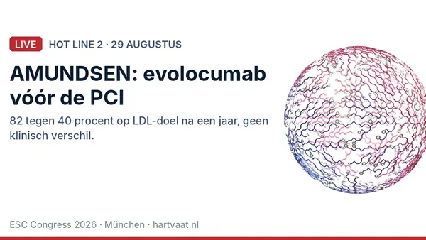 AMUNDSEN: evolocumab in de katheterisatiekamer brengt 82 procent van de infarctpatiënten binnen een jaar op LDL-doel, zonder aantoonbaar klinisch verschil