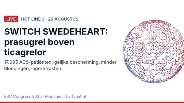 SWITCH SWEDEHEART: een regiobreed beleid van prasugrel in plaats van ticagrelor na PCI geeft gelijke bescherming en minder bloedingen bij 17.095 ACS-patiënten