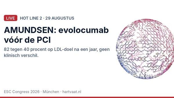 AMUNDSEN: evolocumab in de katheterisatiekamer brengt 82 procent van de infarctpatiënten binnen een jaar op LDL-doel, zonder aantoonbaar klinisch verschil