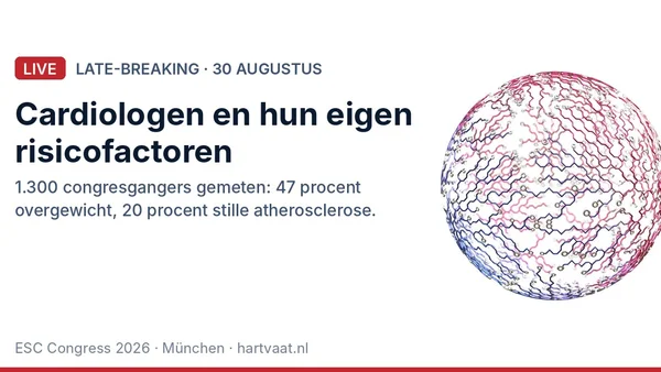 De zorgprofessional als patiënt: 1.300 ESC-congresgangers gemeten, met overgewicht bij 47 procent, onbehandelde hypertensie en stille atherosclerose bij een op de vijf