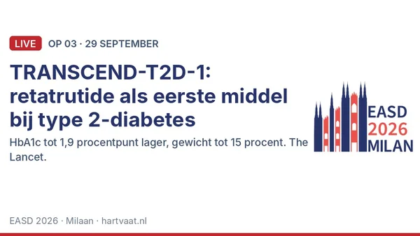 TRANSCEND-T2D-1: retatrutide als monotherapie verlaagt HbA1c met tot 1,1 procentpunt meer dan placebo en gewicht met tot 15 procent